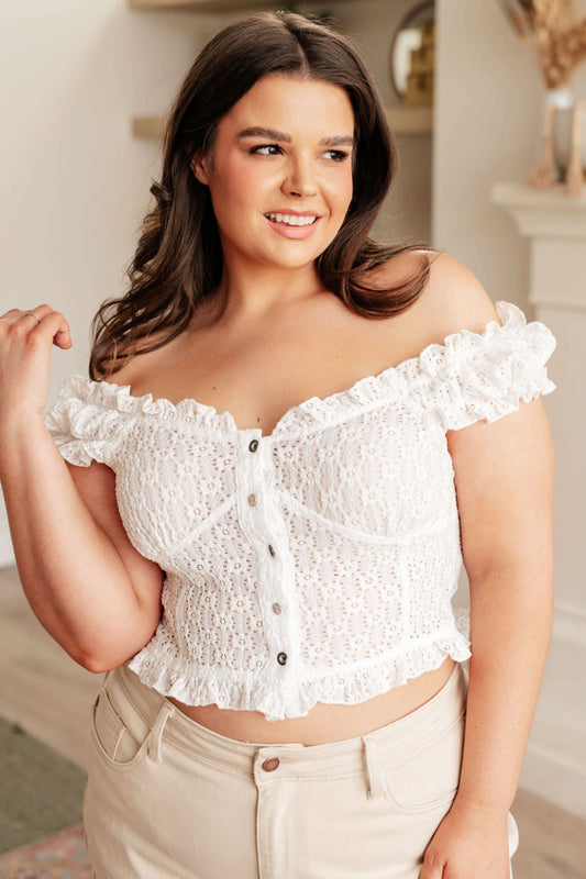 POL In Fair Verona Button Up Crop in Off White in - Shirts & Tops photo