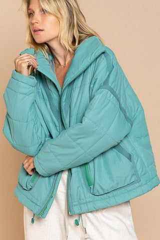 POL Quilted With Zipper Closure Jacket, 2 Colors - SwagglyLife Home & Fashion