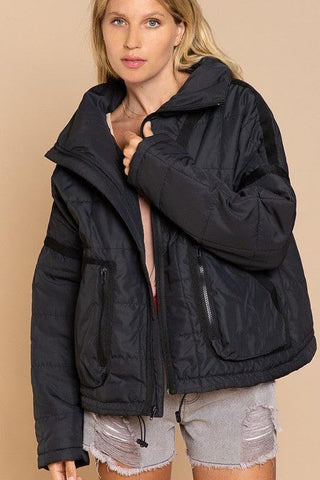 POL Quilted With Zipper Closure Jacket, 2 Colors - SwagglyLife Home & Fashion