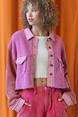 POL Sherpa Contrast Knit Oversized Jacket, Multiple Colors - SwagglyLife Home & Fashion