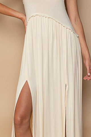 POL Sleeveless Back Zipper Front Slit Maxi Dress - SwagglyLife Home & Fashion