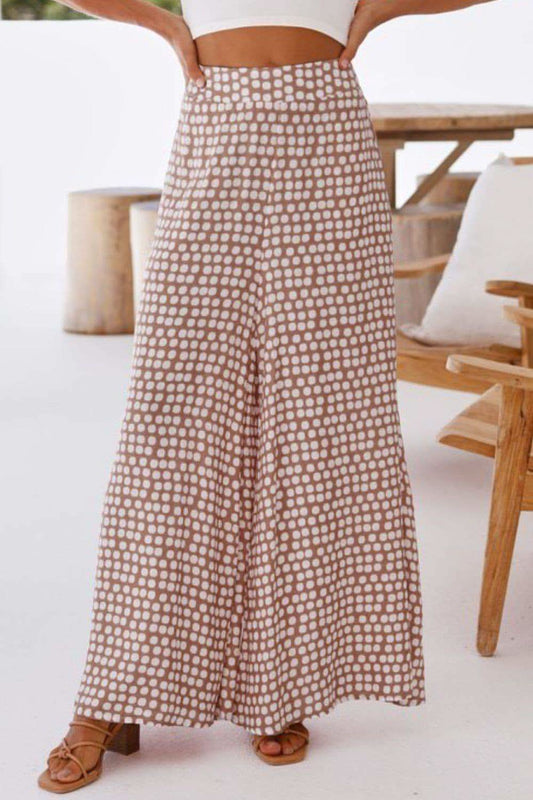Polka Dot High Waist Wide Leg Pants with Pockets in - Pants photo