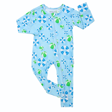 Hamptons Pool Party Green Zippered Romper
