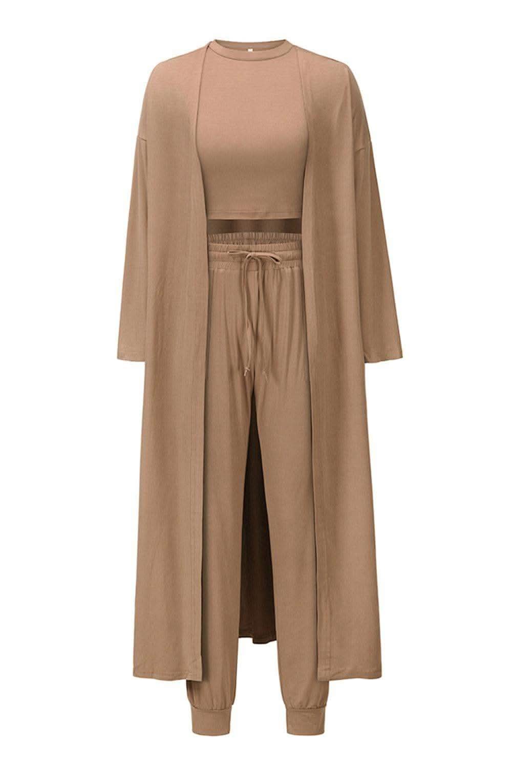Presley Tank, Pants, and Cardigan Set with Pockets - SwagglyLife Home & Fashion