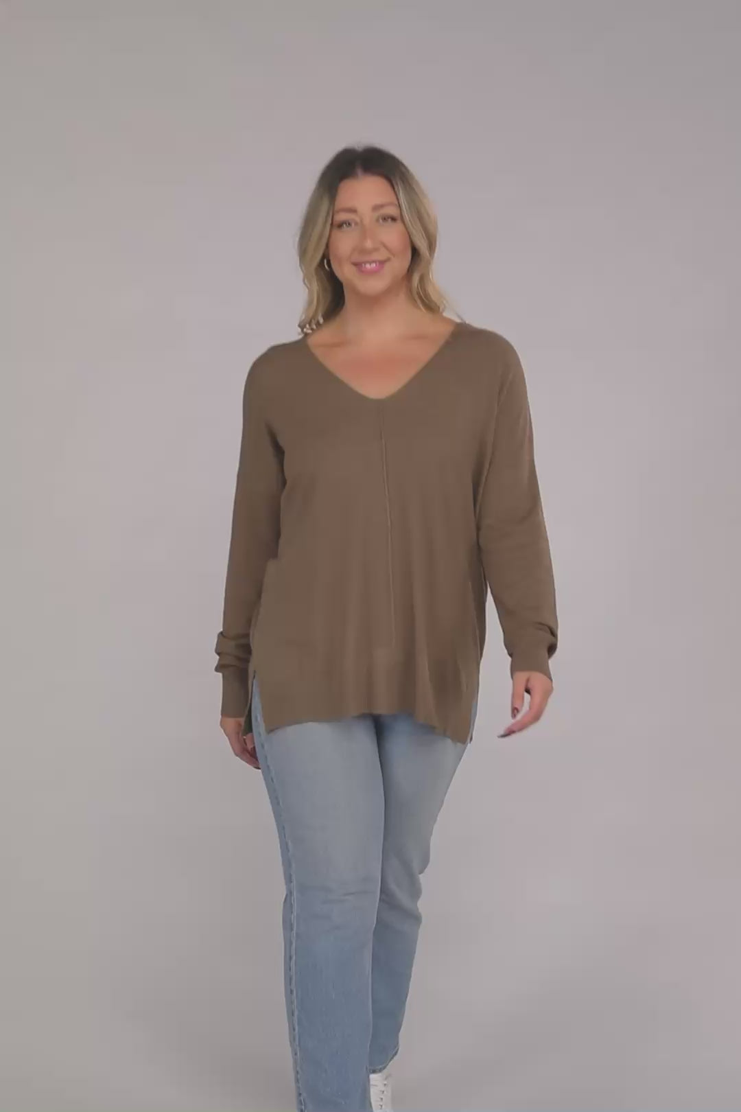 ZENANA Plus Garment Dyed Front Seam Sweater