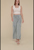 ZENANA Washed Linen Elastic Band Waist Cargo Pants