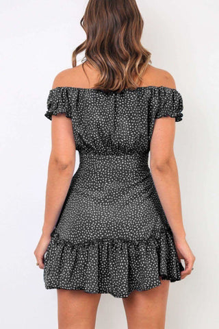 Printed Off-Shoulder Ruffle Hem Dress - SwagglyLife Home & Fashion