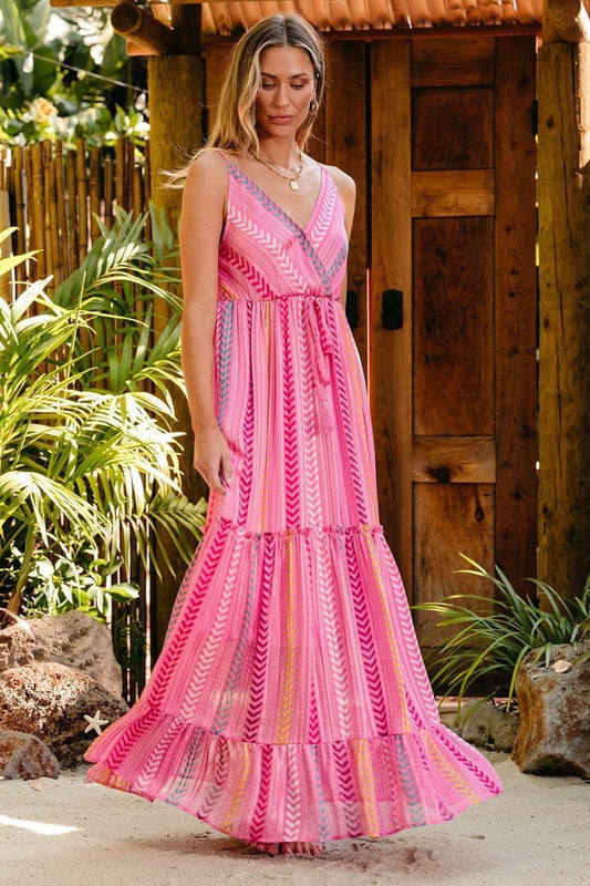 Printed Surplice Maxi Cami Dress in - photo