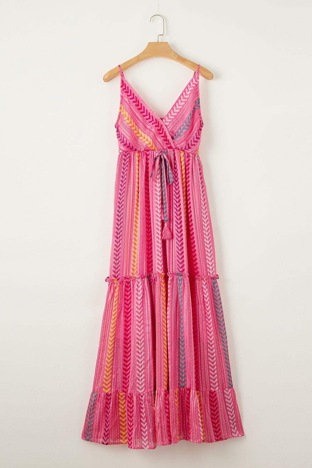 Printed Surplice Maxi Cami Dress - SwagglyLife Home & Fashion