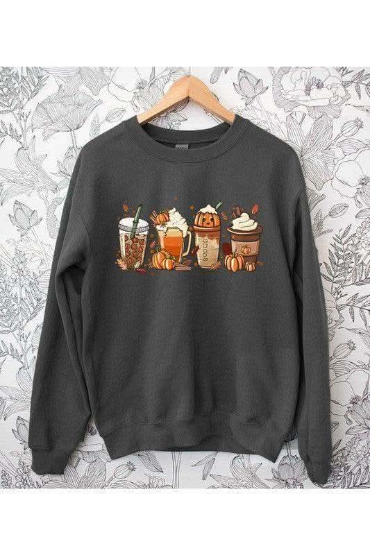 PUMPKIN SPICE Unisex Fleece Graphic Sweatshirt in CHARCOAL - Shirts & Tops photo