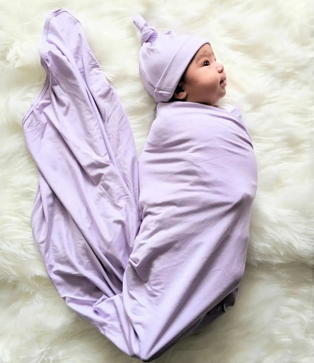 Swaddle Blanket, Hat and Headband Set - Purple in - Swaddle Blankets & Hat / Headband Sets photo