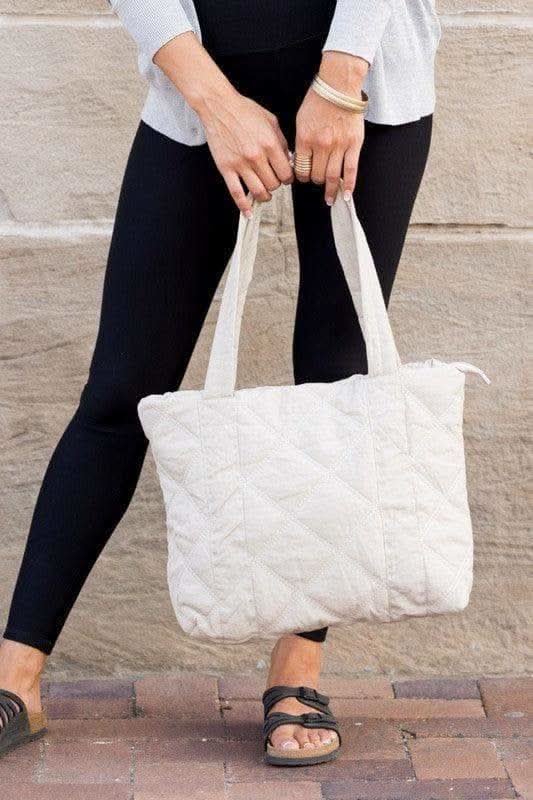 Quilted Tote Bag, Multiple Colors in Beige OneSize - Handbags photo