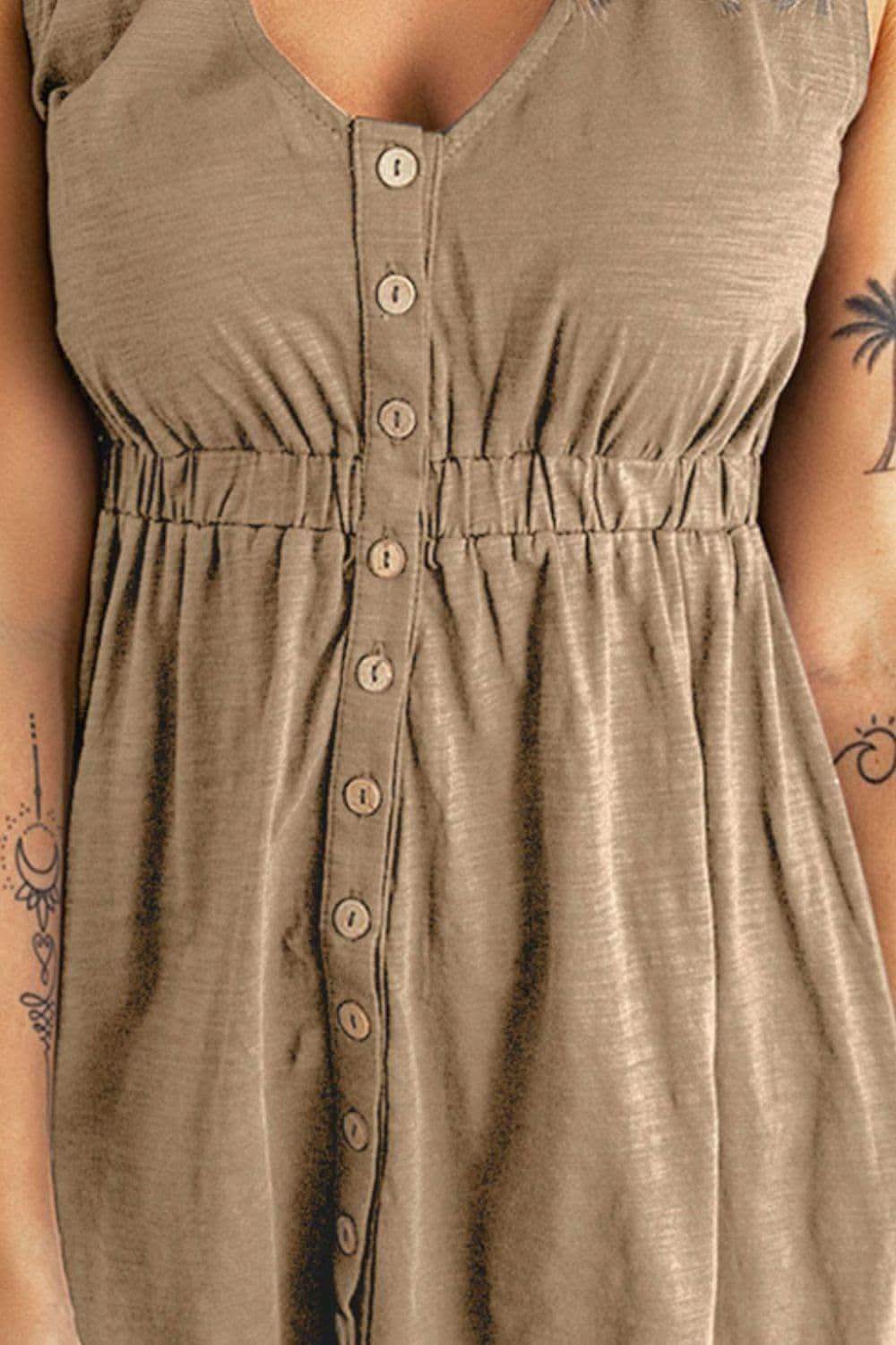 Rachel Sleeveless Button Down Mini Magic Dress - SwagglyLife Home & Fashion