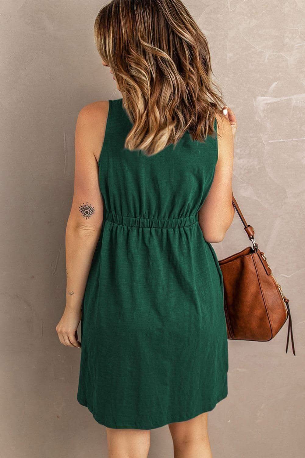 Rachel Sleeveless Button Down Mini Magic Dress - SwagglyLife Home & Fashion