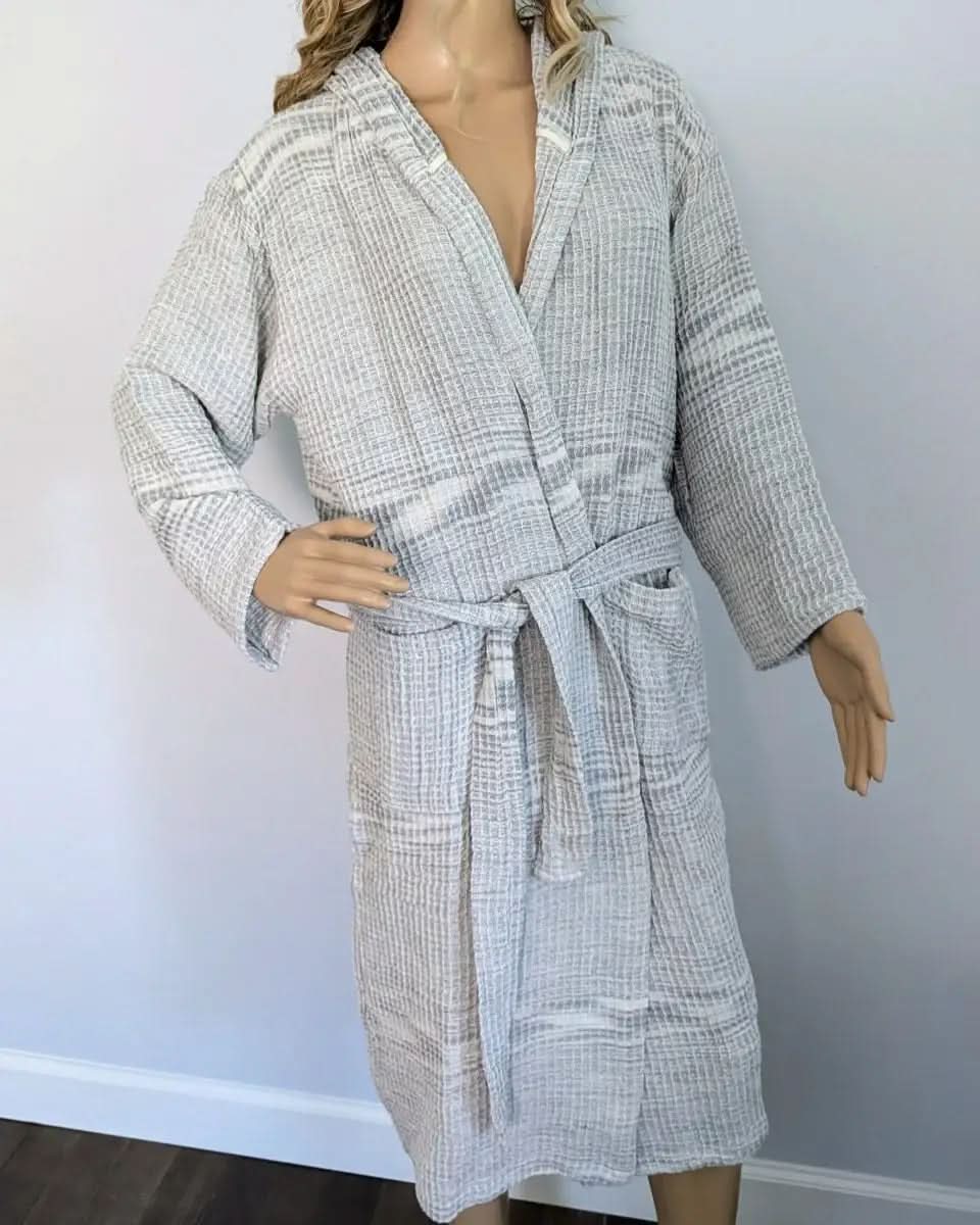 Radiant Bathrobe Collection – Hooded Waffle Weave Turkish Cotton Robes, Soft & Breathable - SwagglyLife Home & Fashion