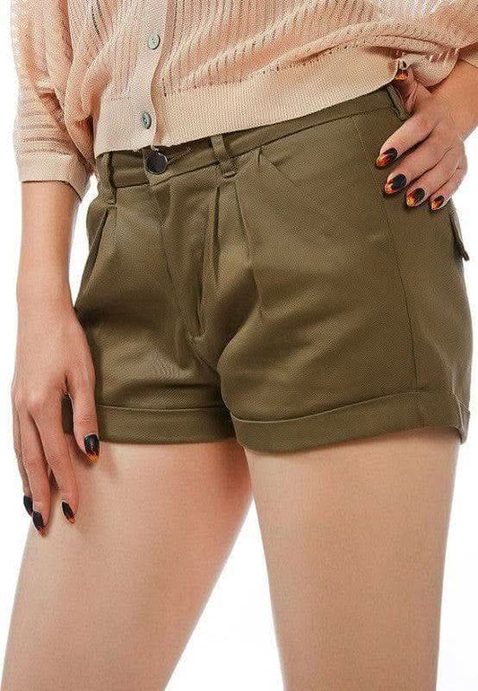 RAG CO Pleated Flap Pocket Shorts in Khaki - Shorts photo