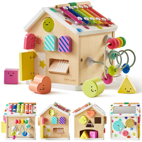 Tiny Land® Cottage Activity Cube - Rainbow in - wooden toys photo