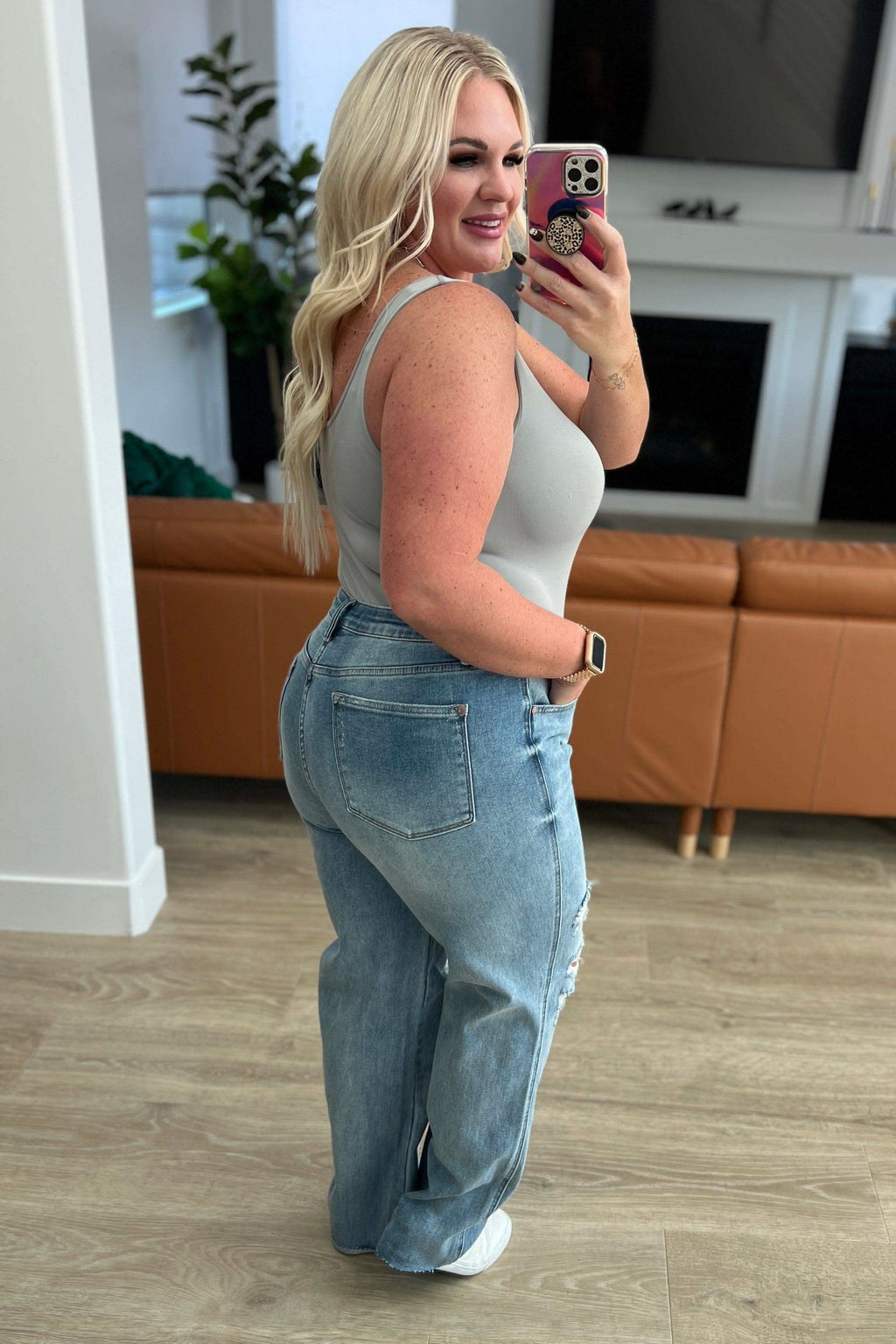 Ramona High Rise Rigid Magic Destroyed Straight Jeans - SwagglyLife Home & Fashion