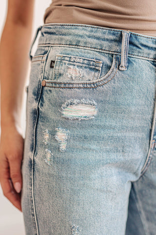 Ramona High Rise Rigid Magic Destroyed Straight Jeans - SwagglyLife Home & Fashion