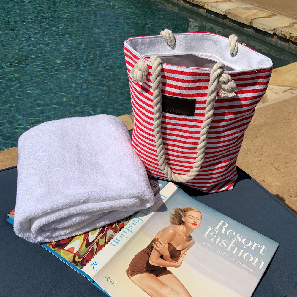 Striped Canvas Tote Bag in Red - Bags photo