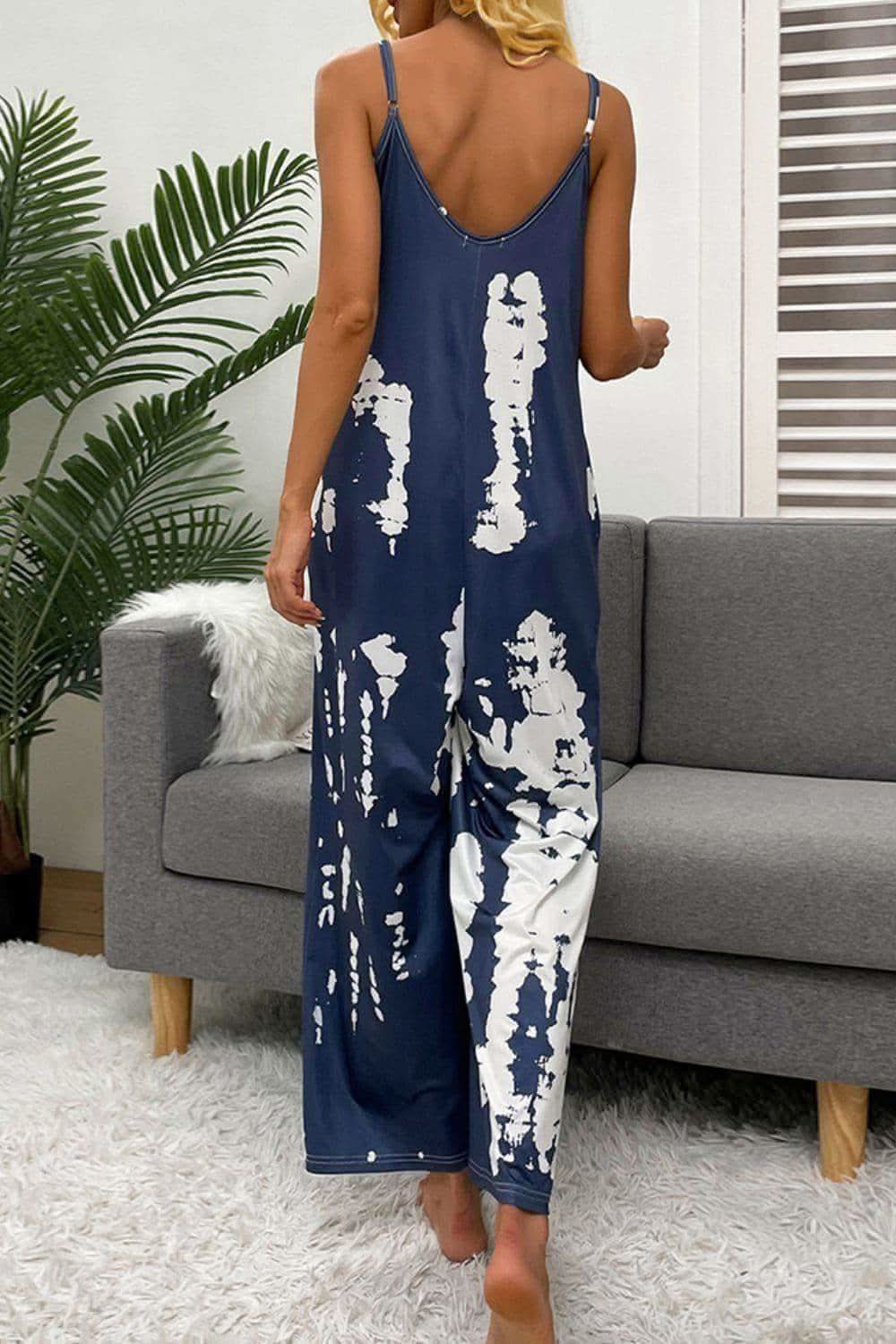 Remi Tie-Dye Spaghetti Strap Jumpsuit with Pockets - SwagglyLife Home & Fashion