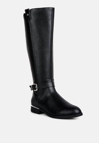 Renny Buckle Strap Embellished Calf Boots in - Boots photo
