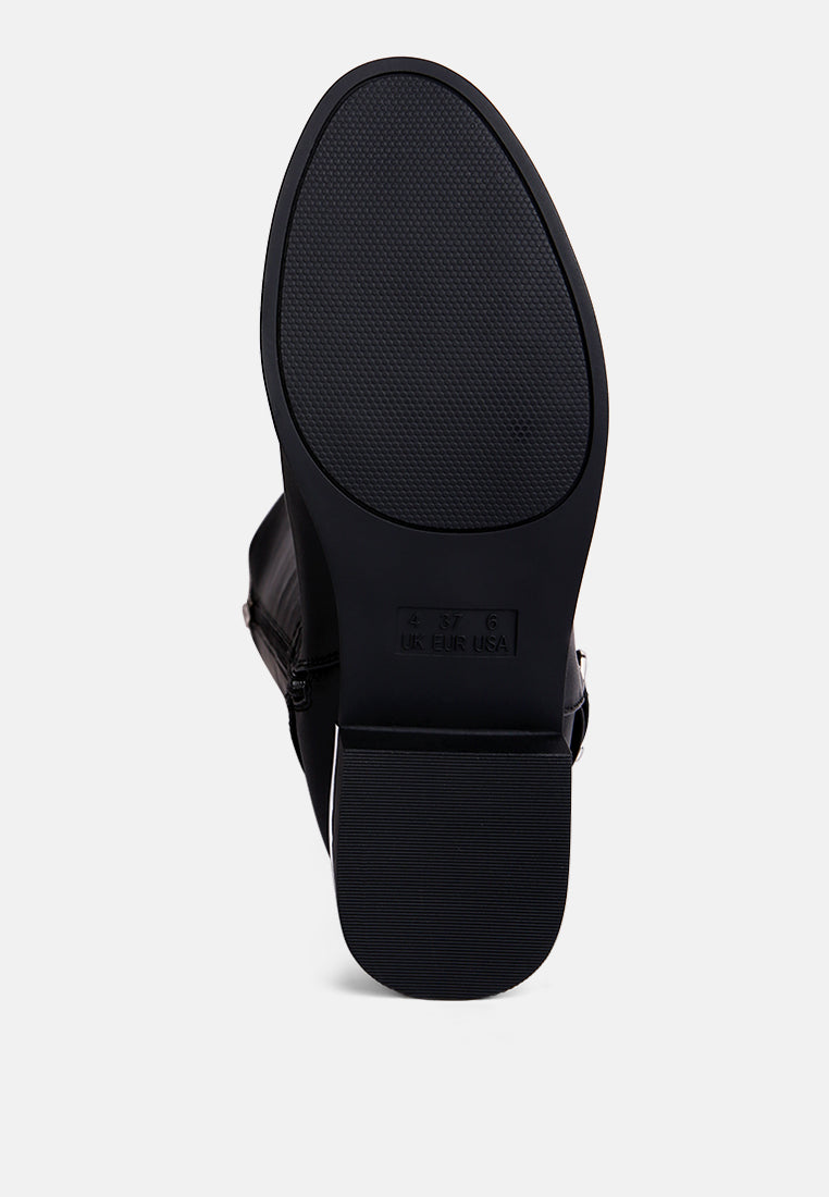 Renny Buckle Strap Embellished Calf Boots in - Boots photo