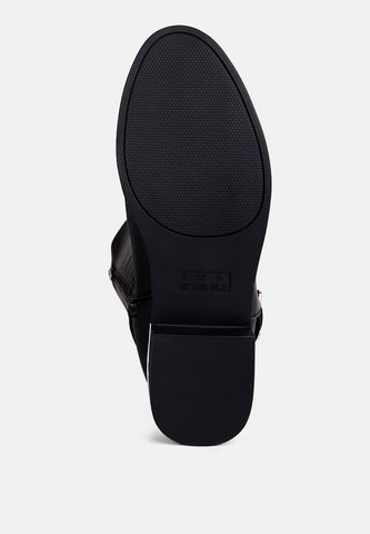 Renny Buckle Strap Embellished Calf Boots in - Boots photo