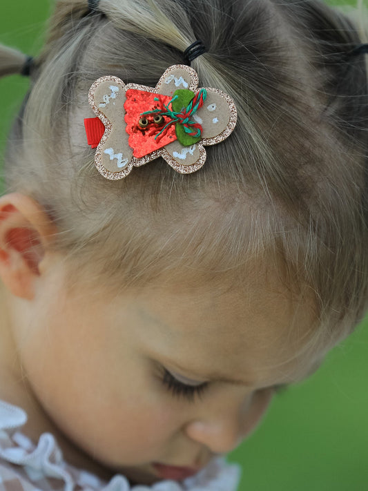 Christmas Gingerbread Girls Hair Clip -