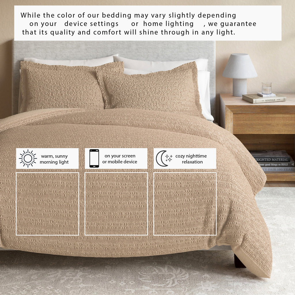 100% Cotton Honeycomb Waffle Duvet Set - Mattea Collection in - Duvet photo