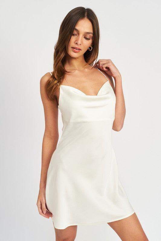 Rhinestone Strap Mini Slip Dress - SwagglyLife Home & Fashion