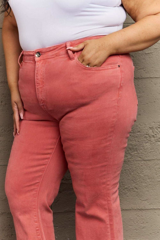 RISEN Bailey Full Size High Waist Side Slit Flare Jeans -