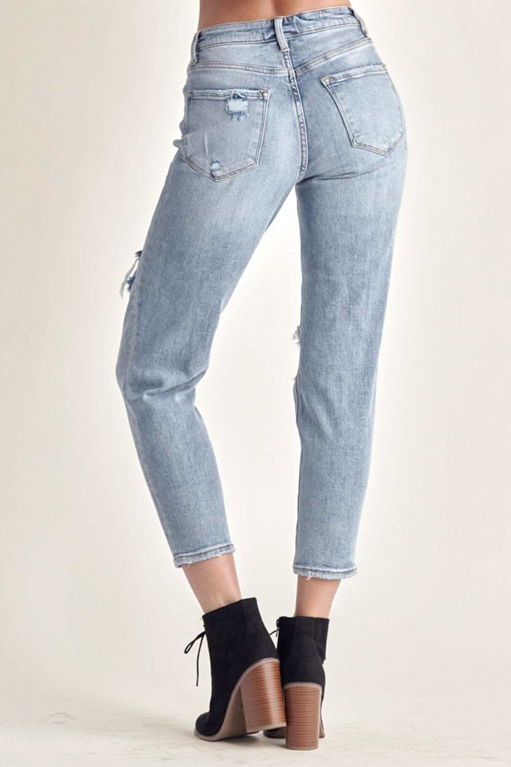 RISEN Distressed Slim Cropped Jeans - SwagglyLife Home & Fashion