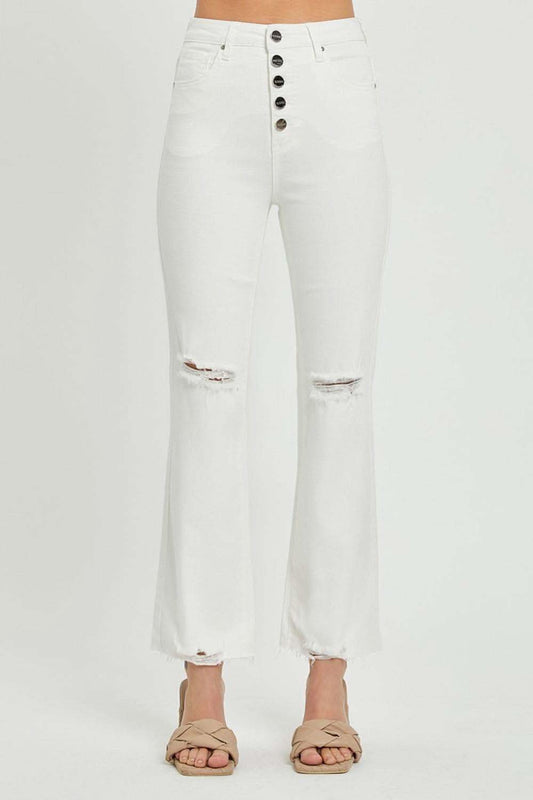 RISEN High Rise Button Fly Straight Ankle Jeans in - Pants photo
