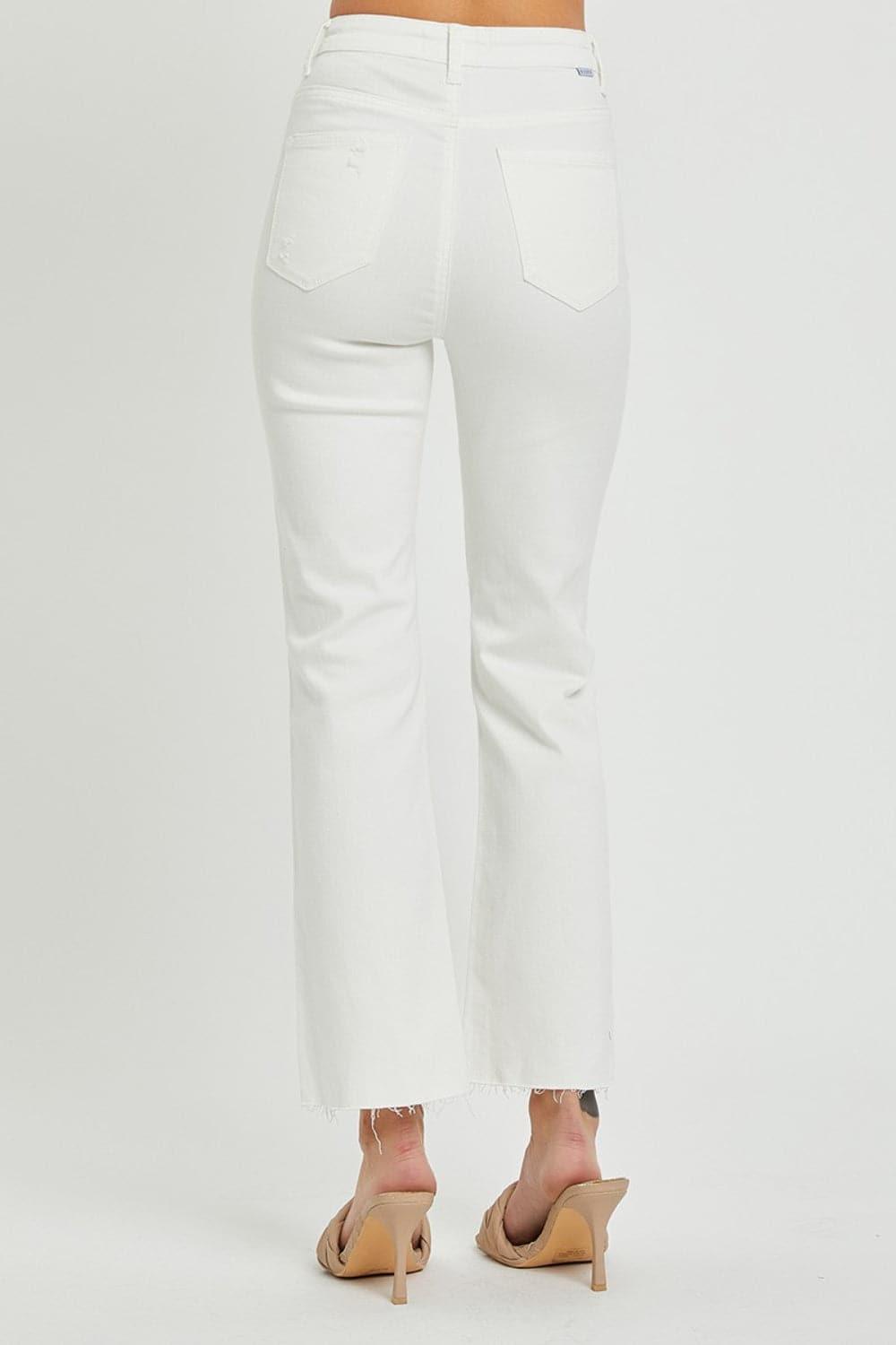 RISEN High Rise Button Fly Straight Ankle Jeans - SwagglyLife Home & Fashion