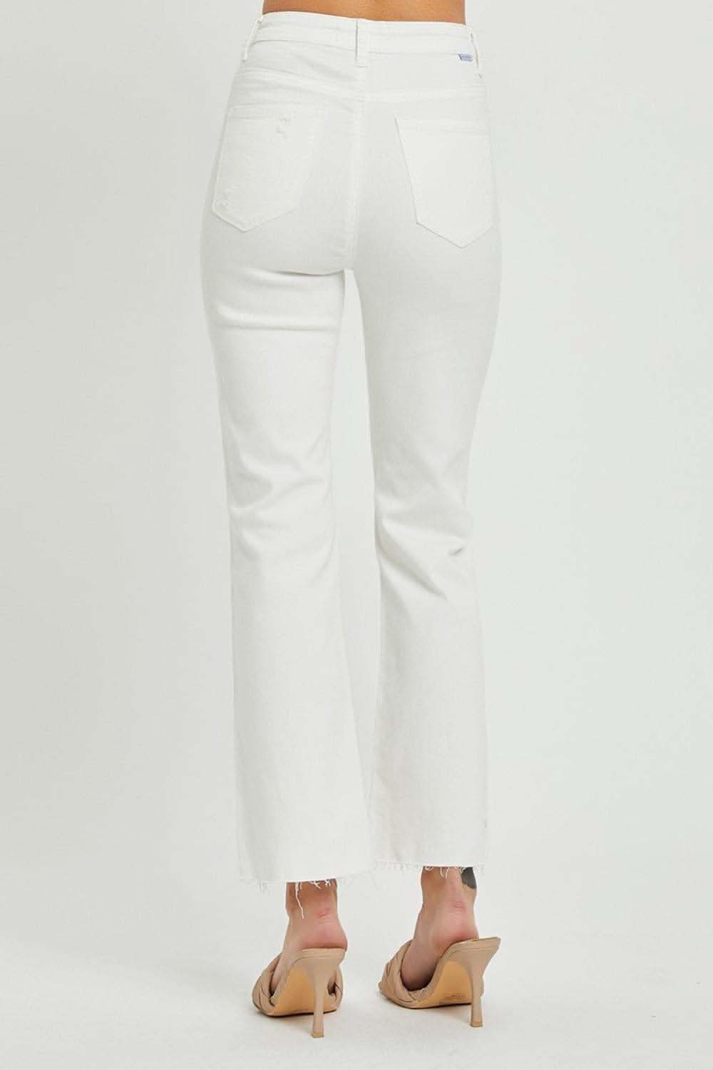 RISEN High Rise Button Fly Straight Ankle Jeans - SwagglyLife Home & Fashion