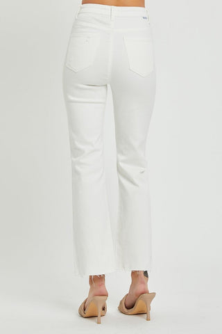 RISEN High Rise Button Fly Straight Ankle Jeans - SwagglyLife Home & Fashion