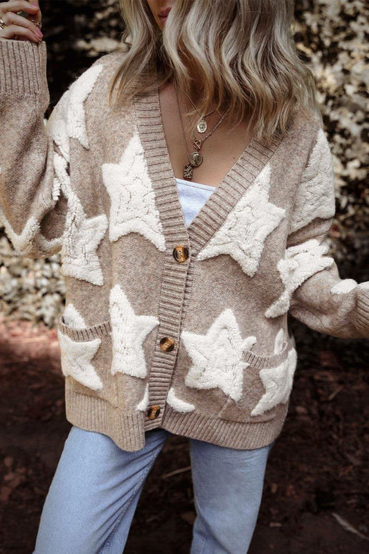 Star Button Up Long Sleeve Cardigan in - Cardigans photo