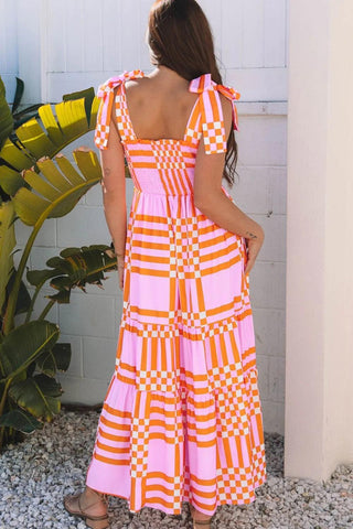 Color Block Tie Shoulder Dress