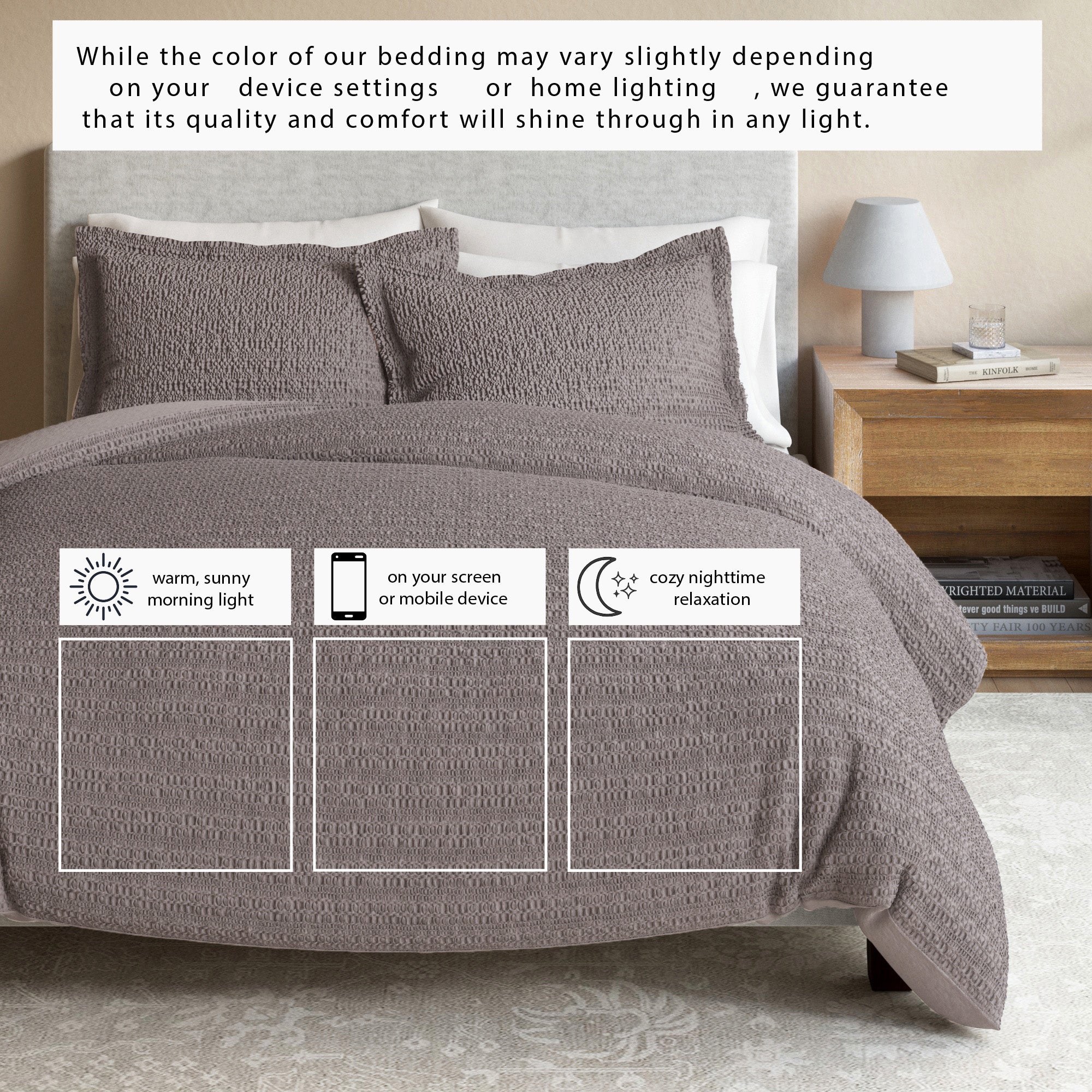 100% Cotton Honeycomb Waffle Duvet Set - Mattea Collection in - Duvet photo