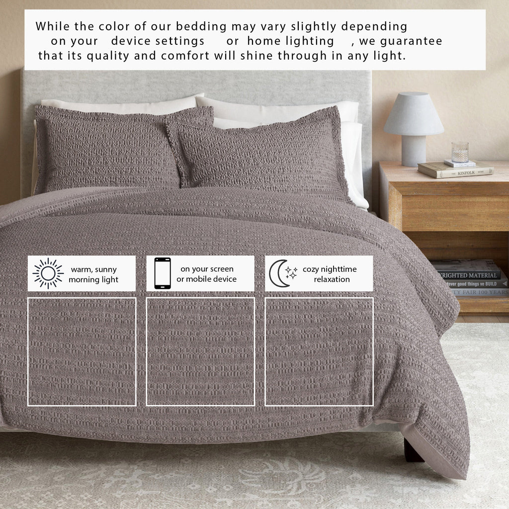 100% Cotton Honeycomb Waffle Duvet Set - Mattea Collection in - Duvet photo