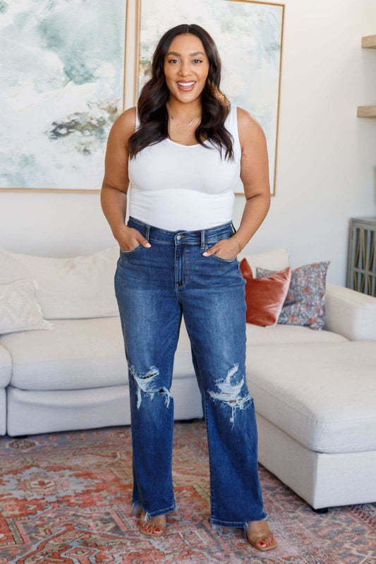 Rose High Rise 90's Straight Jeans in Dark Wash in - Denim photo