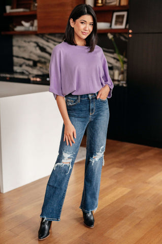 Rose High Rise 90's Straight Jeans in Dark Wash in - Denim photo