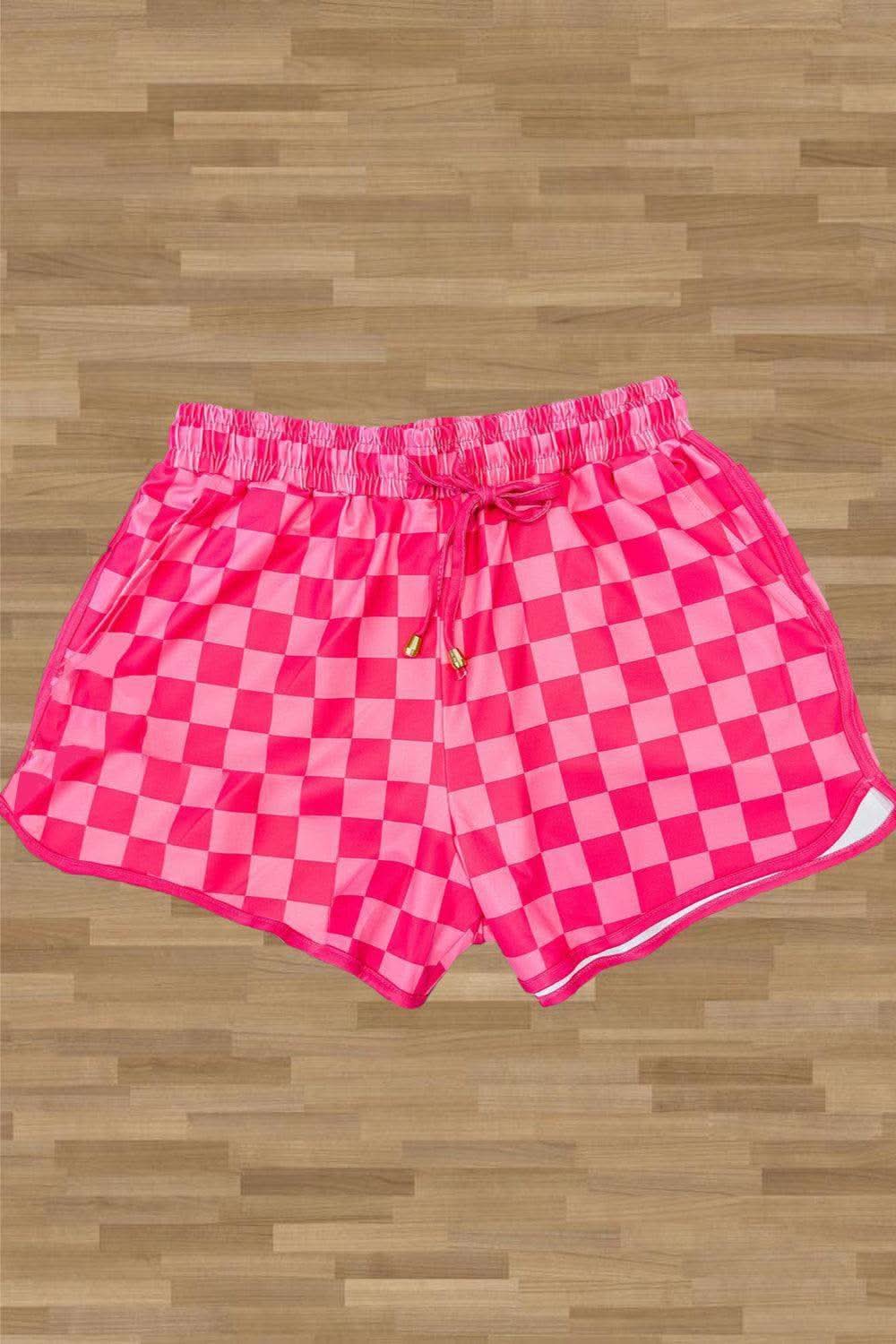 Roxie Drawstring Checkered Shorts with Pockets - SwagglyLife Home & Fashion