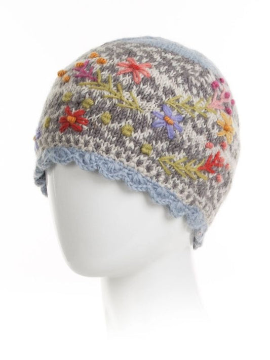 Sadie Wool Knit Embroidered Hat in - hat photo