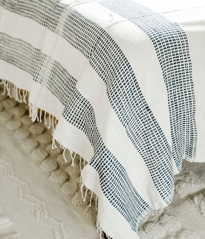 3 Panel Dotted Cotton Blanket in Navy 90 x 120 - Bedding photo