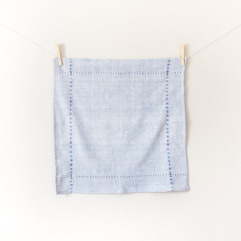 Pulled Cotton Napkins in Blue Set of 4 - Cloth Napkins photo