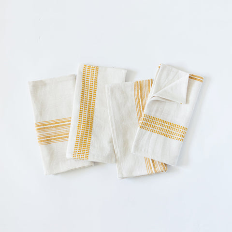 Aden Cotton Dinner Napkin in Natural with Gold Set of 4 - Cloth Napkins photo