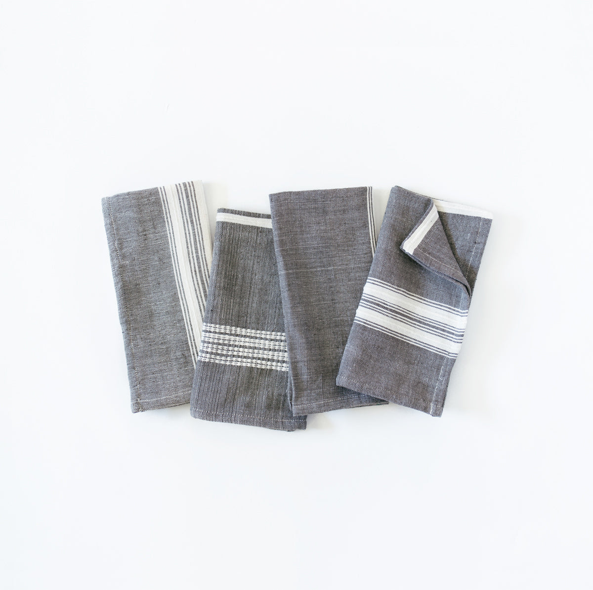 Aden Cotton Dinner Napkin - Grey with Natural Set of 4