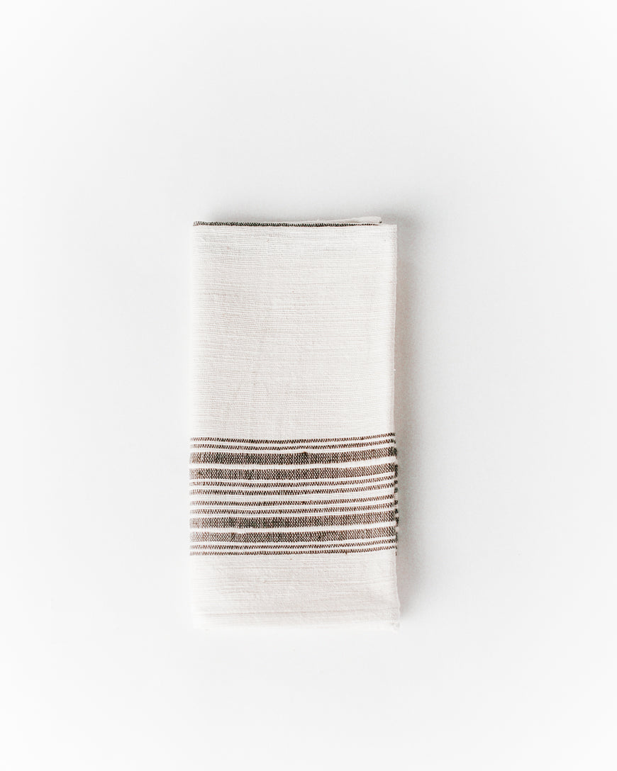 Aden Cotton Dinner Napkin - Natural with Grey